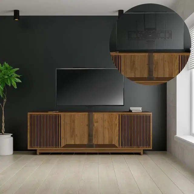 Alt view image 2 of 7 - Motorized Large TV Stand for 37 to 77 inch Screens, MOUNT-E-UP80P | Black, Vertical Lift Television Stand with Remote Control and Tuya Smart App Compatibility, Compact TV Mount Bracket