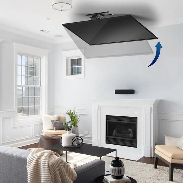 Alt view image 6 of 7 - Swivel Electric Ceiling TV Mount, 37 to 70 in Screens, MOUNT-E-FD75C-S | Black, Swiveling, Large Motorized Flip Down, Flat Roof VESA Mount, Heavy Duty Steel, App and Voice Control, Holds 99 lbs