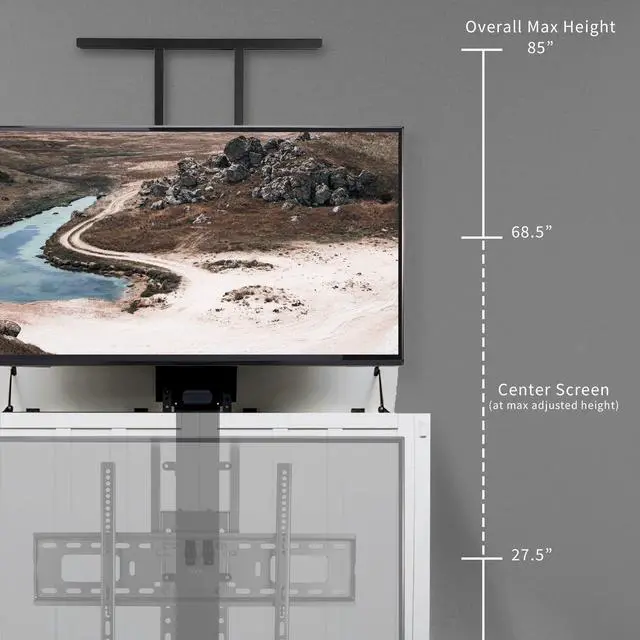 Alt view image 4 of 7 - Motorized Large TV Stand for 37 to 77 inch Screens, MOUNT-E-UP80P | Black, Vertical Lift Television Stand with Remote Control and Tuya Smart App Compatibility, Compact TV Mount Bracket
