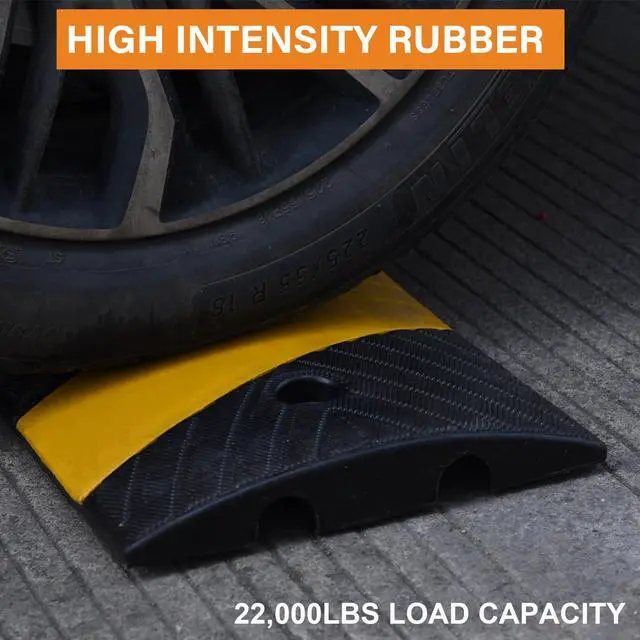Alt view image 2 of 7 - 2-Pack 6Ft Rubber Speed Bump, Speed Hump Cable Protector Ramp | 2 Channel, with Bolts for Asphalt Concrete Driveway Gravel 72x11.8x1.8 inch