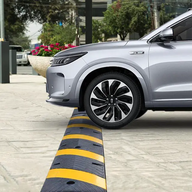 Alt view image 5 of 7 - 2-Pack 6Ft Rubber Speed Bump, Speed Hump Cable Protector Ramp | 2 Channel, with Bolts for Asphalt Concrete Driveway Gravel 72x11.8x1.8 inch