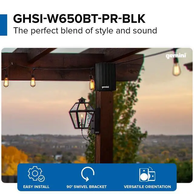 Alt view image 2 of 7 - Outdoor Bluetooth Speakers, Daisy-Chain Pair, Wall-Mount, 6.5" | 6.5" outdoor wall-mount speakers, pair - IP44 all-weather - Bluetooth & AUX, expandable - remote incl