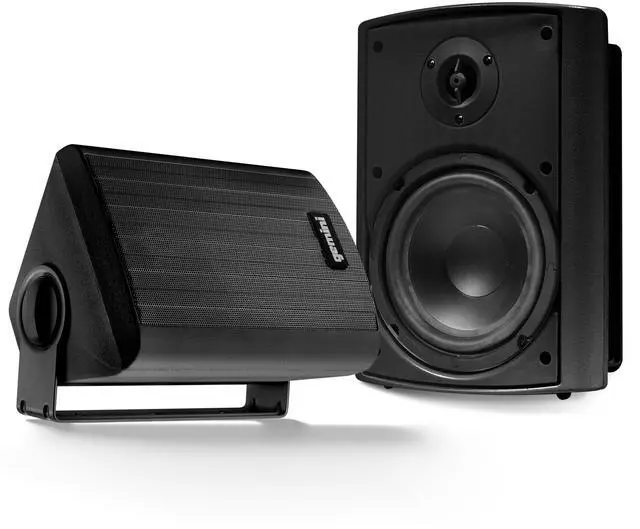 Main image of Outdoor Bluetooth Speakers, Daisy-Chain Pair, Wall-Mount, 6.5" | 6.5" outdoor wall-mount speakers, pair - IP44 all-weather - Bluetooth & AUX, expandable - remote incl