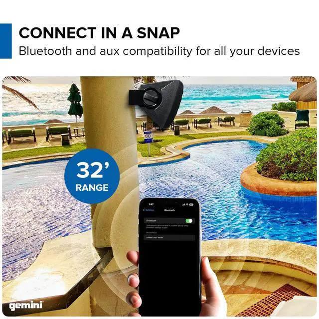Alt view image 5 of 7 - Outdoor Bluetooth Speakers, Daisy-Chain Pair, Wall-Mount, 6.5" | 6.5" outdoor wall-mount speakers, pair - IP44 all-weather - Bluetooth & AUX, expandable - remote incl