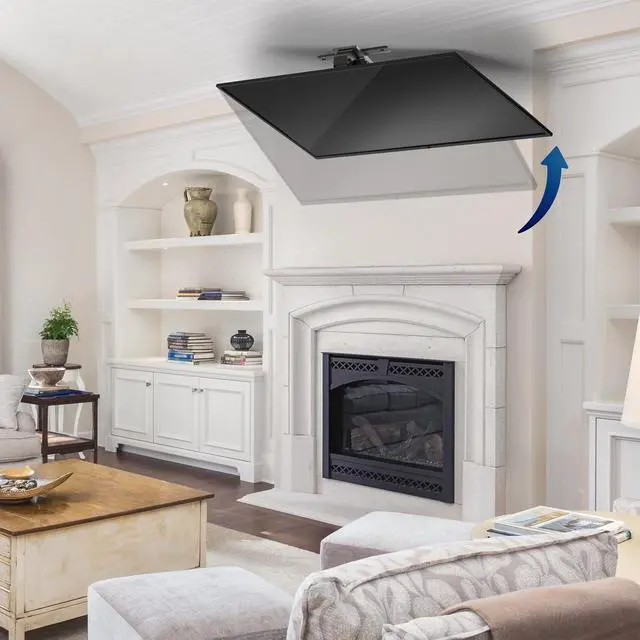 Alt view image 6 of 7 - Black Electric Ceiling TV Mount for 37 to 86 in Screens, MOUNT-E-FD85C | Large Motorized Flip Down TV Mount, Pitched Roof VESA Mount, Heavy Duty Steel, App and Voice Control, Holds 121 lbs