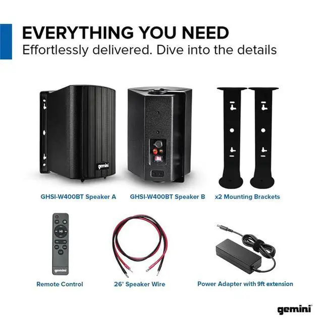 Alt view image 7 of 7 - Outdoor Bluetooth Speakers, Daisy-Chain Pair, Wall-Mount, 6.5" | 6.5" outdoor wall-mount speakers, pair - IP44 all-weather - Bluetooth & AUX, expandable - remote incl