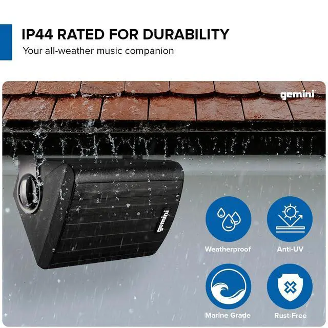 Alt view image 6 of 7 - Outdoor Bluetooth Speakers, Daisy-Chain Pair, Wall-Mount, 6.5" | 6.5" outdoor wall-mount speakers, pair - IP44 all-weather - Bluetooth & AUX, expandable - remote incl