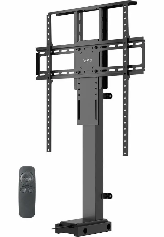 Main image of Motorized Large TV Stand for 37 to 77 inch Screens, MOUNT-E-UP80D | Black, Vertical Lift Television Stand with Remote Control, Compact TV Mount Bracket