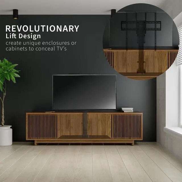 Alt view image 2 of 7 - Motorized Large TV Stand for 37 to 77 inch Screens, MOUNT-E-UP80D | Black, Vertical Lift Television Stand with Remote Control, Compact TV Mount Bracket