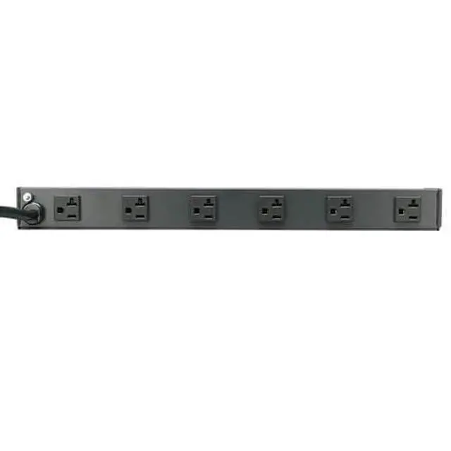 Alt view image 2 of 3 - 12-Outlet Rackmount PDU Power Strip, Six Front & Six Rear Facing Outlets, 20A, 120V, 15ft Cord with L5-20P Plug, Horizontal 1U Rack Mount, Manufacturer's (RS-1215-20T)