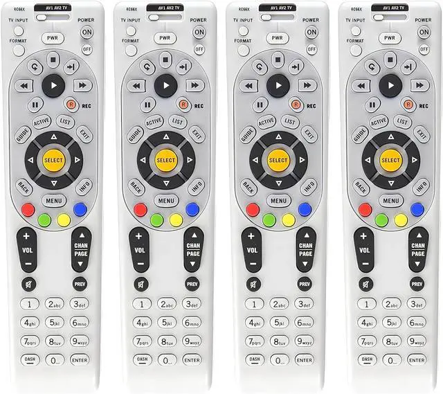 Main image of 4 Pack Buck AT&T DirecTV RC66RX IR/RF Universal Programmable Remote Control DirecTV Remote Control Replacement for R16, R22, H21, H22, H23, H24, HR21, HR22, HR23, HR24, HR34, and C31 Receiver