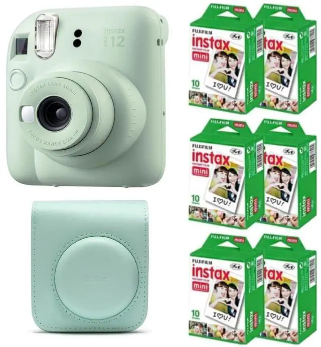 Main image of Instax Mini 12 Instant Film Camera (Mint Green) w/Case + Extra Film