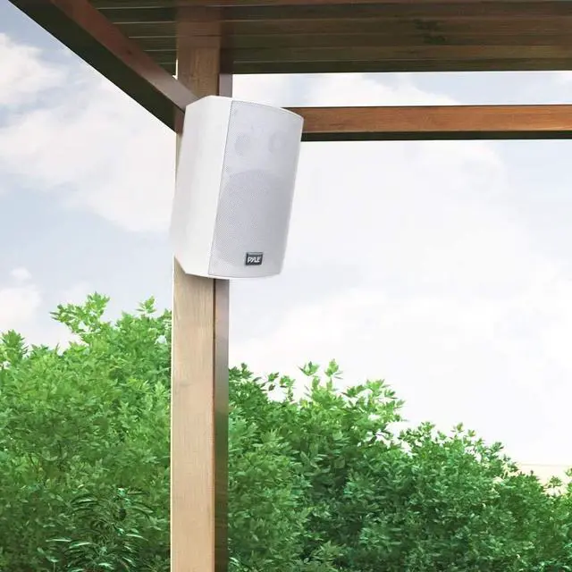 Alt view image 2 of 6 - 5.25" Wall Mount Bluetooth Speakers, Waterproof Indoor/Outdoor Speaker System, 240W Max, Marine Grade, Wireless Music Streaming, Full Range Stereo, Suitable for Patio, Poolside, Home (White Pair)