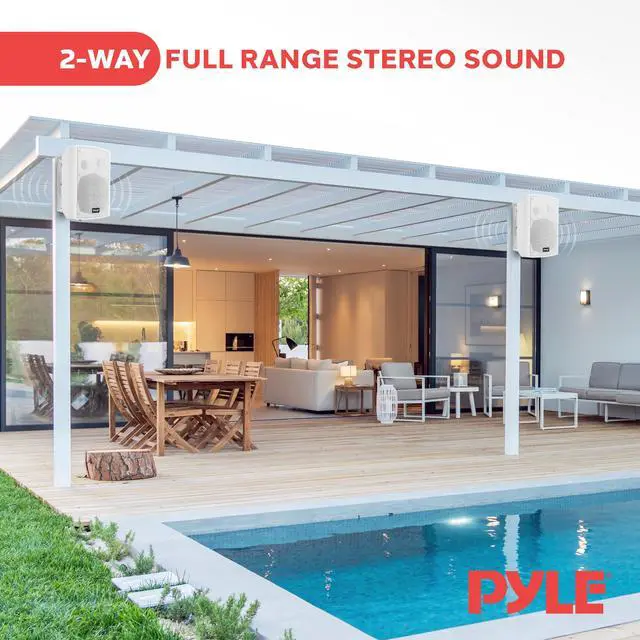 Alt view image 4 of 6 - 5.25" Wall Mount Bluetooth Speakers, Waterproof Indoor/Outdoor Speaker System, 240W Max, Marine Grade, Wireless Music Streaming, Full Range Stereo, Suitable for Patio, Poolside, Home (White Pair)