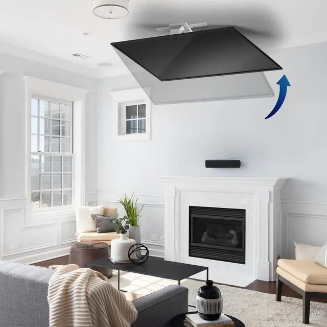 Alt view image 6 of 7 - Electric Flip Down Ceiling TV Mount for 37 to 70 inch Screens, Large Motorized Flat or Pitched Ceiling VESA Mount, Holds up to 99 lbs, App and Voice Control, White, MOUNT-E-FD75CW