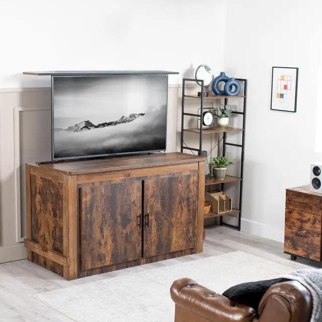 Alt view image 2 of 7 - Black Motorized TV Stand for 32 to 65 inch Screens, MOUNT-E-UP65A | Vertical Lift Television Stand with Remote Control, Compact TV Mount Bracket