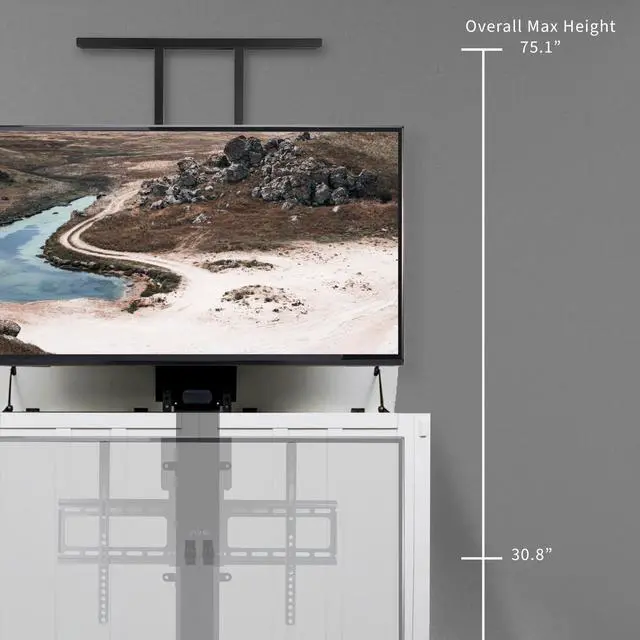 Alt view image 4 of 7 - Black Motorized TV Stand for 32 to 65 inch Screens, MOUNT-E-UP65A | Vertical Lift Television Stand with Remote Control, Compact TV Mount Bracket