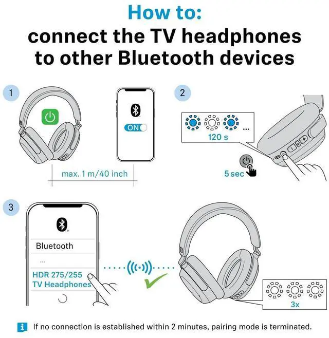 Alt view image 5 of 7 - RS 275 TV Headphones - Bluetooth Headphones and Transmitter Bundle - Low Latency Wireless Headphones with Virtual Surround Sound, Speech Clarity and Auracast Technology - 50 h Battery