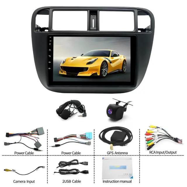Alt view image 7 of 7 - 9" Android 13 Car Stereo for Honda Civic 1995-2000 HD Touch Screen Double Din Car Radio Receiver w/Wireless Carplay & Android Auto GPS Navigation Bluetooth AHD Mirror Link SWC Backup Camera Mic, 2+32G