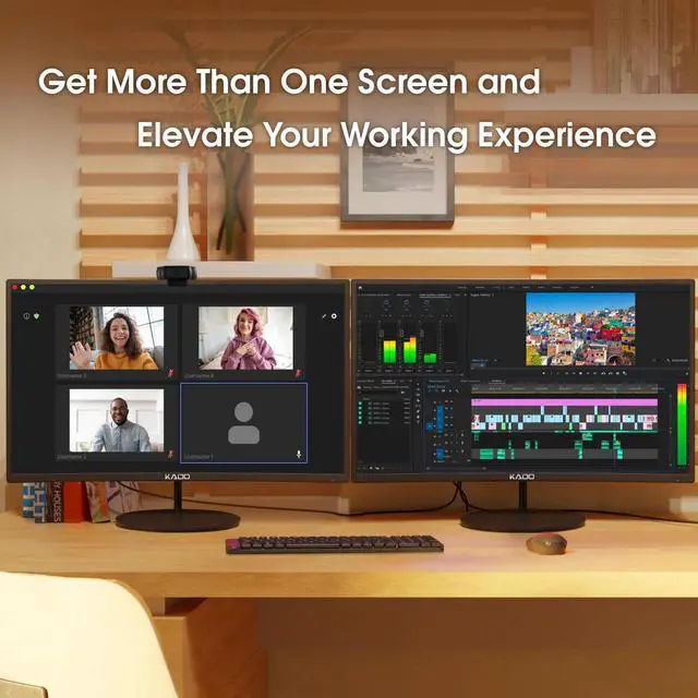Alt view image 6 of 6 - 2-Pack Dual 27" Curved 1500R 1920x1080 75Hz FHD Computer Monitor | Dual Monitor Setup HDMI Office Gaming Hybrid, VESA Wall Mount Arm Mount Built-in Speakers, Panoramic Display Multi-tasking
