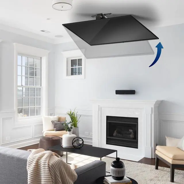 Alt view image 6 of 7 - Black Electric Ceiling TV Mount for 37 to 70 in Screens, MOUNT-E-FD75C | Large Motorized Flip Down TV Mount, Pitched Roof VESA Mount, Heavy Duty Steel, App and Voice Control, Holds 99 lbs