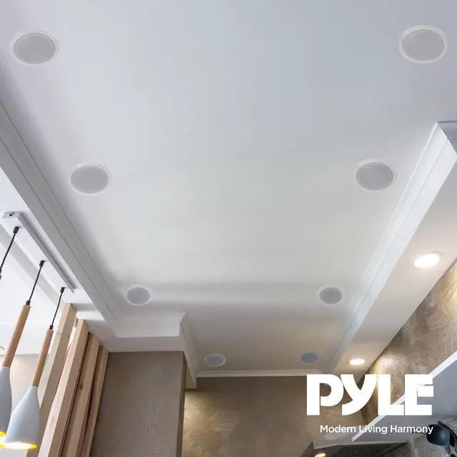 Alt view image 5 of 7 - 4 Pairs 6.5" 200W in Ceiling Wall Speakers, PDIC1661RD, White | 2 Way Flush Mount Stereo Speaker System Pair, Easy to Install Indoor Home Audio Set for Wide Range of Sound