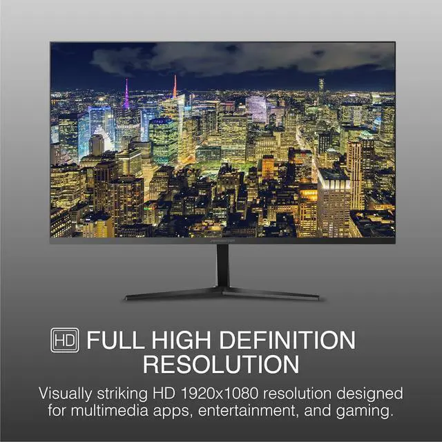 Alt view image 2 of 7 - airFrame 27" FHD Monitors + Wireless Keyboard & Mouse, VESA Mount Compatible, HDMI/VGA, Tilt, Slim Bezel, for Home, Office, Light Gaming 2 Pack