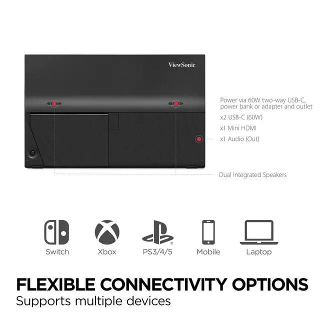 Alt view image 5 of 6 - VX1654 16 Inch Portable Gaming Monitor, 1080p 144Hz IPS USB-C | Mini HDMI For Consoles; 60W USB-C Powers Laptops, Built-In Stand Supports Travel, Work, Play, Desks, Classes, Streaming