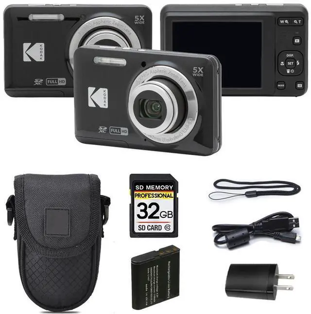 Main image of PIXPRO FZ55 Digital Camera Black | 16MP Compact Point & Shoot, 5X Optical Zoom, 28mm Wide Angle Lens, 1080P Full HD Video, Black + Camera Case & 32GB SD Card