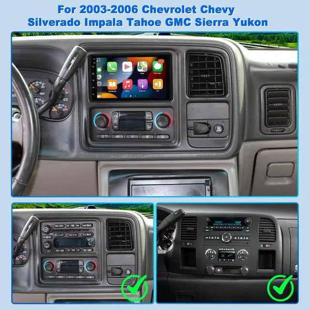 Alt view image 3 of 7 - 4+64G Car Stereo Radio for Chevy Silverado Tahoe GMC Sierra Yukon 2003-2006 | 7" Touch Screen Car Radio with Wireless Carplay Android Auto,GPS FM/SWC Bluetooth 1080P Backup Camera