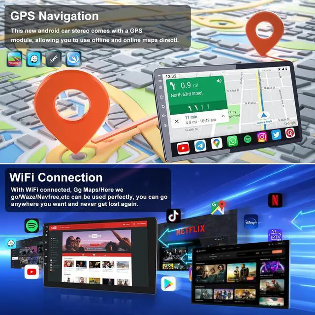 Alt view image 6 of 7 - 4+64G Car Stereo Radio for Chevy Silverado Tahoe GMC Sierra Yukon 2003-2006 | 7" Touch Screen Car Radio with Wireless Carplay Android Auto,GPS FM/SWC Bluetooth 1080P Backup Camera