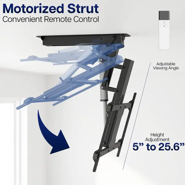 Alt view image 4 of 7 - Electric Ceiling TV Mount for 23 to 55 inch Screens, Flip Down Motorized Pitched Roof VESA Mount, MOUNT-E-FD55
