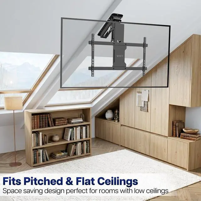 Alt view image 3 of 7 - Electric Ceiling TV Mount for 23 to 55 inch Screens, Flip Down Motorized Pitched Roof VESA Mount, MOUNT-E-FD55