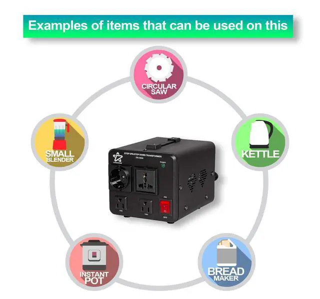 Alt view image 6 of 7 - Dynastar Step Up & Step Down Voltage Converter and Transformer, 110-220 to 220-240 Volts; Heavy Duty, Extra Durable Coil, 5-Year-, 3500 Watts