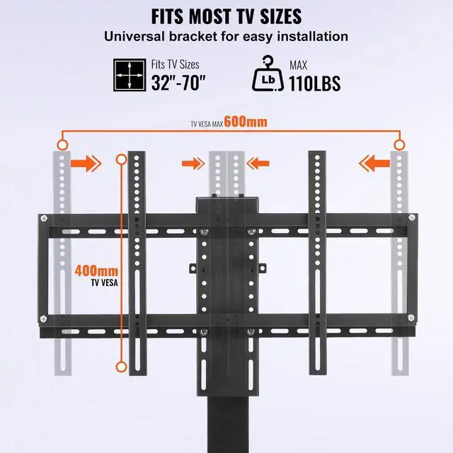Alt view image 5 of 7 - Swivel Motorized TV Lift Stroke Length 40 Inch Motorized TV Mount Fit for 32-70 Inch TV Lift with Remote Control Height Adjustable 28.74-68.11 Inch,Load Capacity 154 Lbs,Manual Swivel L/R 30°