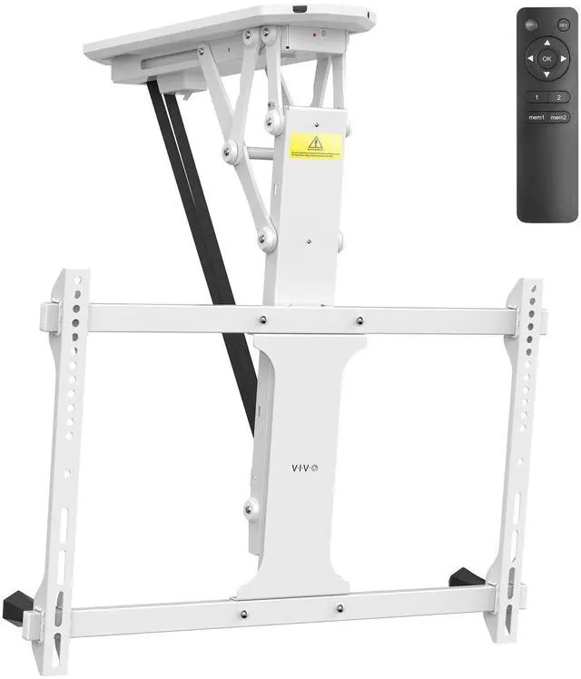 Main image of White Electric Ceiling TV Mount for 32 to 70 in Screens, MOUNT-E-FD70W | Large Motorized Flip Down TV Mount, Pitched Roof VESA Mount, Heavy Duty Steel Design, Low Profile, Master Pack, Holds 77 lbs