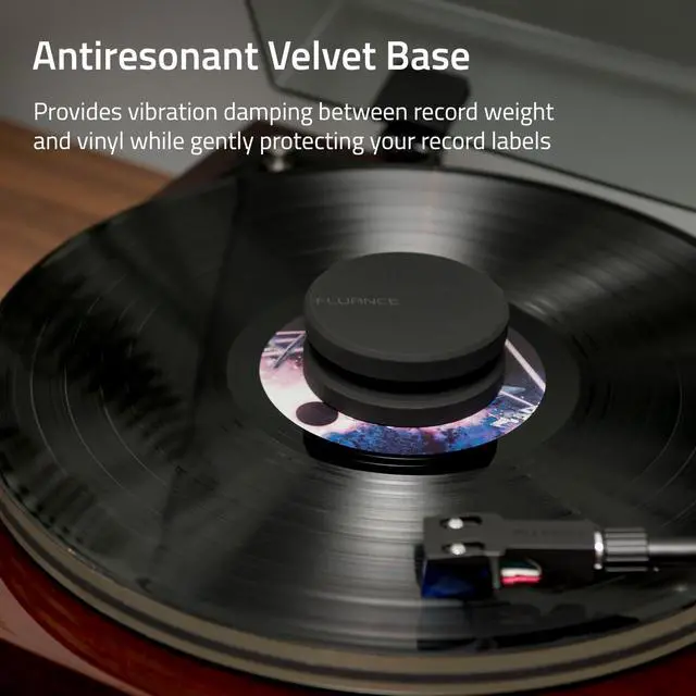 Alt view image 7 of 7 - Turntable Isolation Base Anti-Vibration Wood Platform and HiFi Vinyl Record Weight Stabilizer with Rubberized Finish - Piano Black