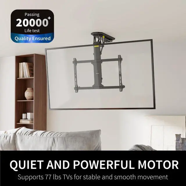 Alt view image 5 of 7 - Black Electric Ceiling TV Mount for 32 to 70 in Screens, MOUNT-E-FD70 | Large Motorized Flip Down TV Mount, Pitched Roof VESA Mount, Heavy Duty Steel Design, Low Profile, Master Pack, Holds 77 lbs