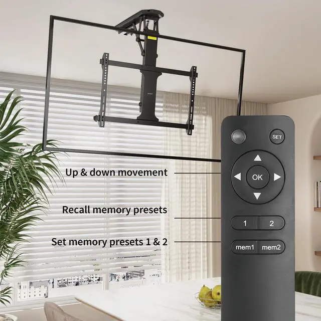 Alt view image 7 of 7 - Black Electric Ceiling TV Mount for 32 to 70 in Screens, MOUNT-E-FD70 | Large Motorized Flip Down TV Mount, Pitched Roof VESA Mount, Heavy Duty Steel Design, Low Profile, Master Pack, Holds 77 lbs