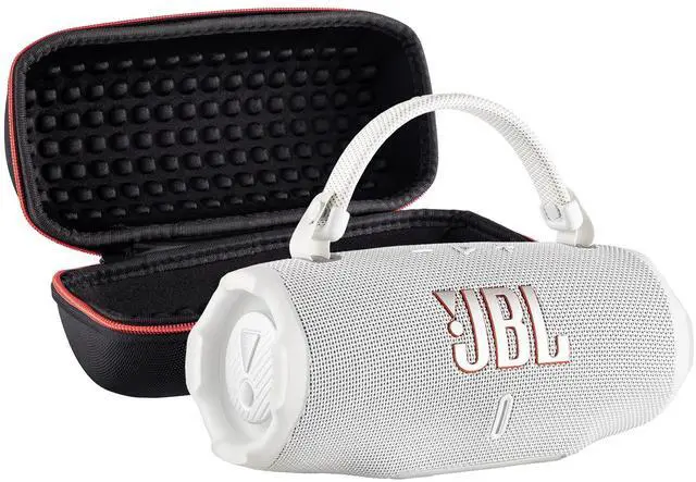 Main image of Charge 6 Portable Bluetooth Speaker (White) | IP68 Waterproof, DustProof, and DropProof, Outdoor Wireless Audio |28Hrs Playtime + Travel Case Bundle