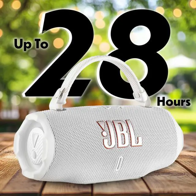 Alt view image 7 of 7 - Charge 6 Portable Bluetooth Speaker (White) | IP68 Waterproof, DustProof, and DropProof, Outdoor Wireless Audio |28Hrs Playtime + Travel Case Bundle