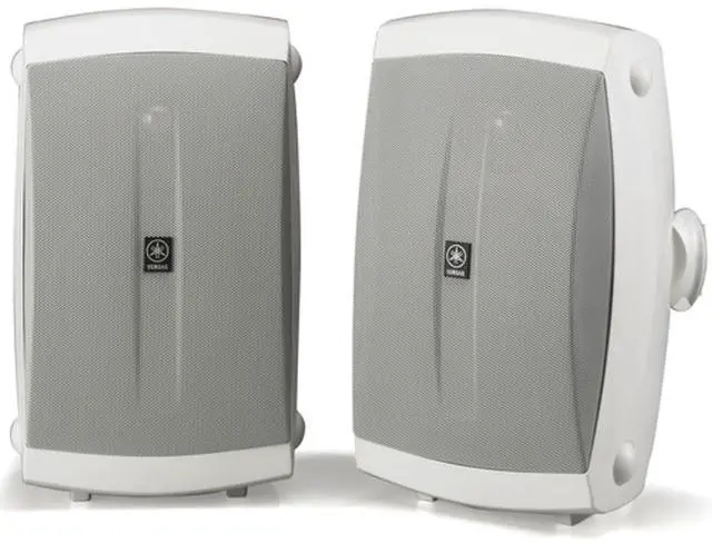 Main image of NS-AW350W All-Weather Indoor/Outdoor 2-Way Speakers - White (Pair) | 6.5-inch woofer with 130W output and mounting brackets for patios, bookshelves and surround sound
