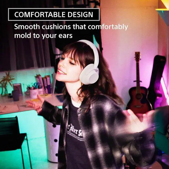 Alt view image 4 of 7 - ULT WEAR Noise Canceling Wireless Headphones with Alexa Built-in, Massive Bass and Comfortable Design, Black WHULT900N/B Bundle with 2 YR Enhanced Protection Pack and Wooden Headphone Stand