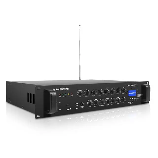 Alt view image 2 of 5 - 180W 6-Zone 70V/100V Commercial Power Amplifier with Bluetooth, Aluminum, for Restaurants, Lounges, Bars, Pubs, Schools and Warehouses (PAC180-6)