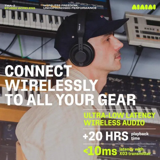 Alt view image 4 of 7 - TMA-2 Studio Wireless Black Over-Ear Headphones, W+ Link + Bluetooth | Studio headphones for mixing and producing, W+ Link and Bluetooth, 20+ Hours of Playback, detailed sound, app EQ, memory foam