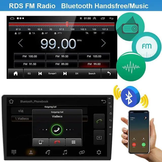Alt view image 6 of 7 - 9 Inch Android 13 Car Stereo for Toyota 4Runner 2009-2019 IPS Touch Screen Double Din Car Radio Receiver w/Wireless Carplay Android Auto GPS Navigation Bluetooth WiFi SWC BT Backup Camera Mic, 2+32G