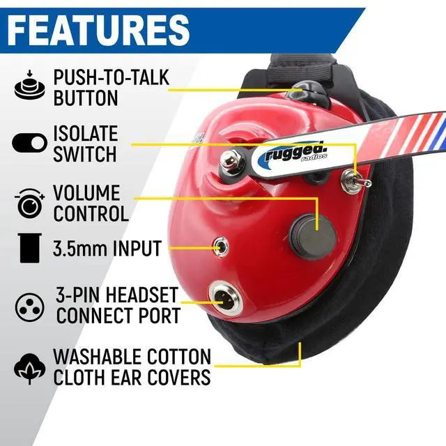 Alt view image 3 of 7 - H80 Linkable Behind-the-Head Track Talk Headset | Connects to NASCAR Scanners and Nitro Bee Race Receivers - 24dB NRR, Noise-Canceling Mic & 3.5mm Audio Input