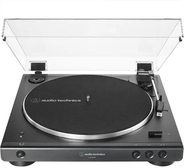 Alt view image 2 of 7 - AT-LP60XBT-BK Fully Automatic Belt-Drive Bluetooth Stereo Turntable, Black Bundle with Deco Gear Master Guide, Vinyl Record Cleaning Kit, 12" Silicone Rubber Platter Mat