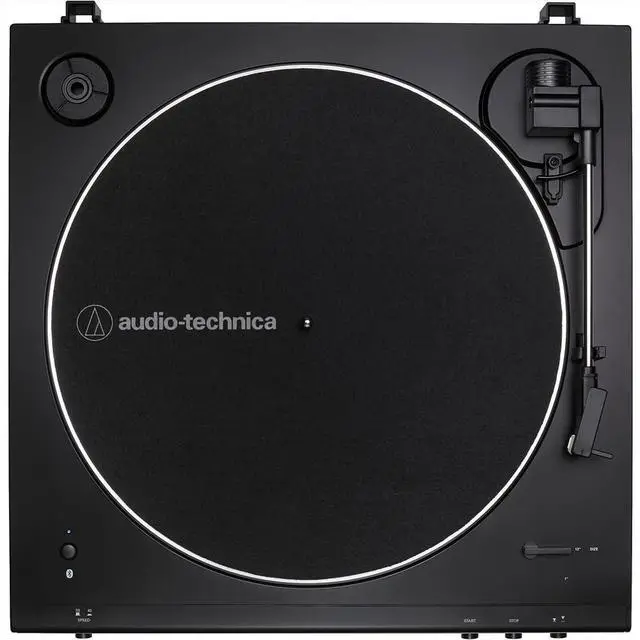 Alt view image 4 of 7 - AT-LP60XBT-BK Fully Automatic Belt-Drive Bluetooth Stereo Turntable, Black Bundle with Deco Gear Master Guide, Vinyl Record Cleaning Kit, 12" Silicone Rubber Platter Mat