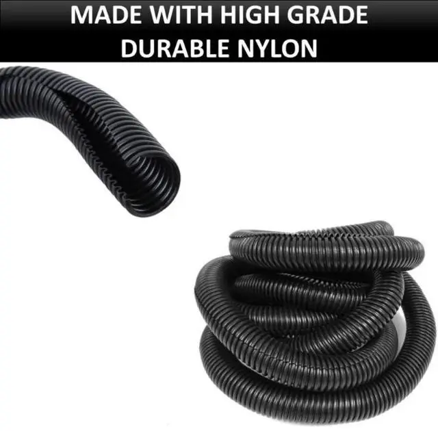 Alt view image 4 of 6 - Nylon Split Wire Loom Tubing 1-1/4 Inch 250 Ft Long High Temperature Black Wire Conduit Cover for Cords - Corrugated Tubing and Protector for Automotive Wires